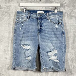 Judy Blue Shorts Women's XL Light Blue Distressed Bermuda Shorts JB150044
